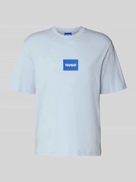T-shirt o kroju regular fit z czystej bawełny model NAYONIX' Hugo Blue niebieska