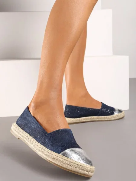 Espadrile bleumarin cu vârf decorativ pe talpă împletită Effiel albastru
