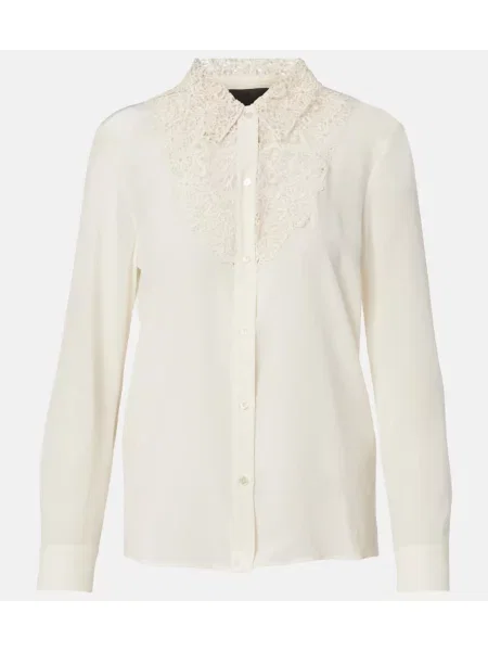 Cămașă Nili Lotan de mătase alb