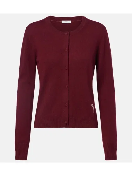 Cardigan Erdem cu broderie de lână bordo