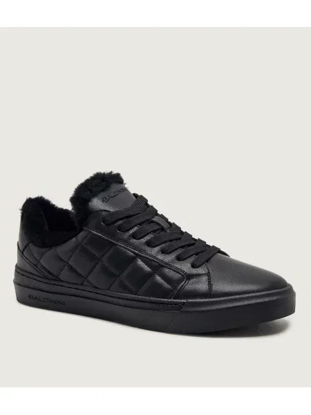 Baldinini Căptușite teniși din piele | shearling cu adaos de lână negru