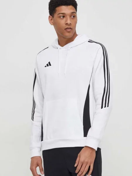 Adidas Performance bluză trening Tiro 24 cu glugă cu imprimeu alb