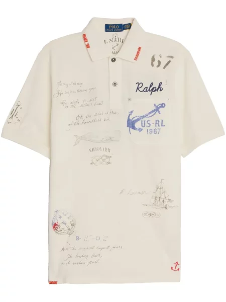 Haftowane сhinosy Polo Ralph Lauren z twillu do biegania niebieskie