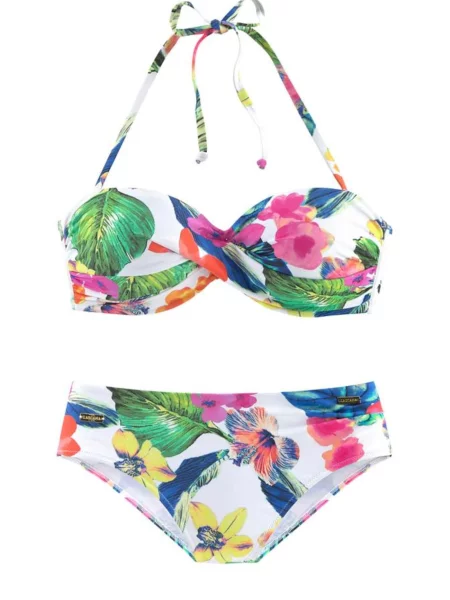 LASCANA Costum de baie două piese / roz / albastru alb