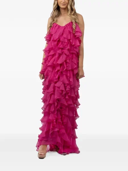 Rochie maxi Monarh cu volane roz