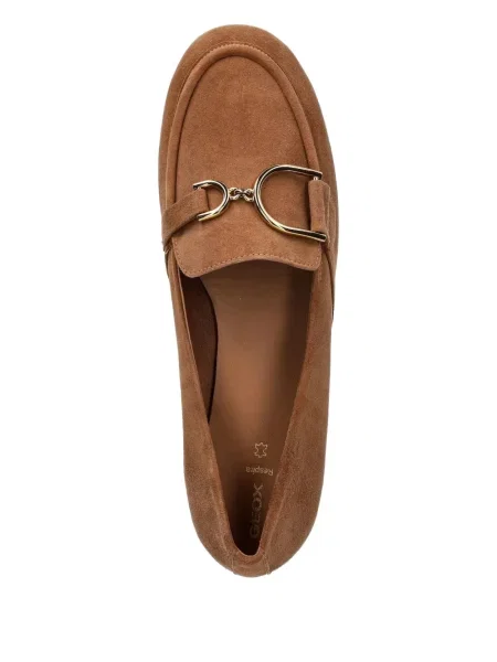 Pantofi loafer Geox din piele de căprioară cu cataramă maro