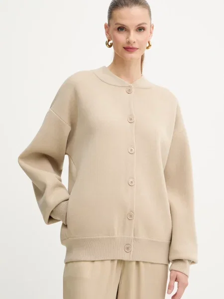 BOSS kardigan wełniany beżowy