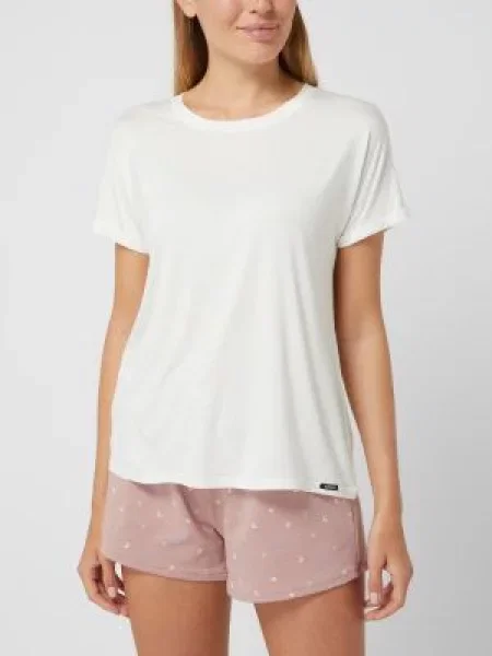 T-shirt z mieszanki i elastanu model ‘Every Night In’ Skiny biała