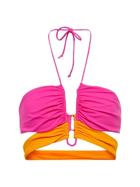 Bikini Nensi Dojaka cu gât halter roz