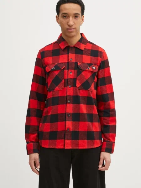 Dickies cămașă bărbați cu guler clasic regular roșu