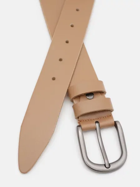 Кожаный ремень Borsa Leather с ремешками бежевый