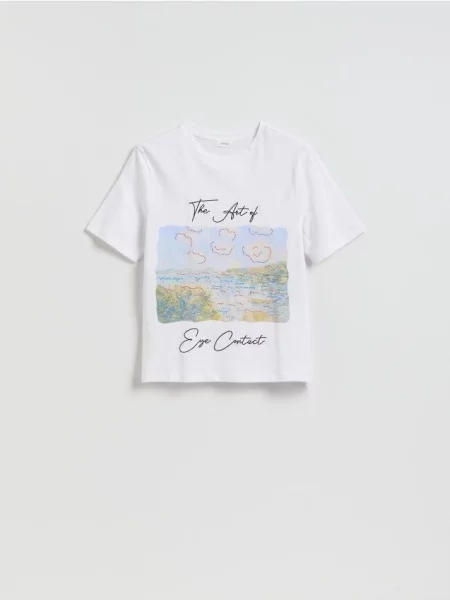 Reserved Tricou din cu imprimeu alb