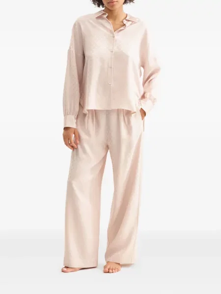 Pantaloni Eres cu imprimeu geometric plisate roz