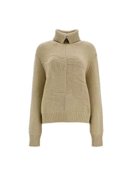 Dzianinowy sweter Burberry z nadrukiem beżowy