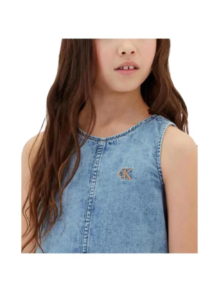 Rochie din denim copii Calvin Klein Jeans albastru