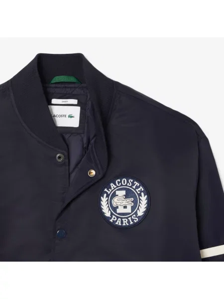 Lacoste Wodoodporna Kurtka Bomber Z Haftowanym Emblematem niebieski