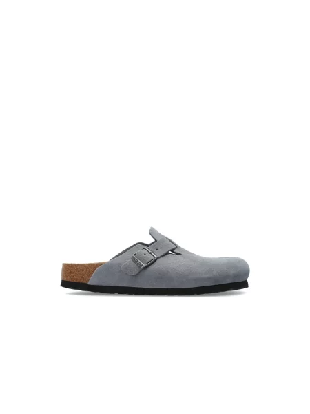 Klapki Birkenstock skórzane niebieskie
