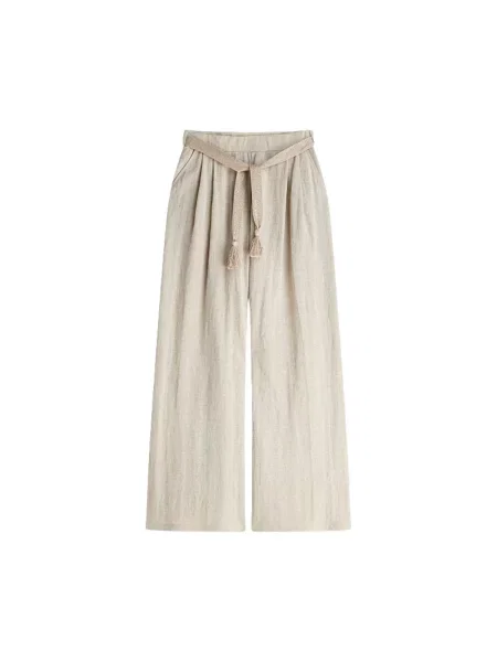 Lniane spodnie lniane Summum Woman beżowe