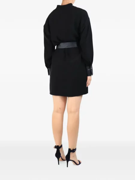 Cu centură rochie mini Vince cu decolteu în V negru