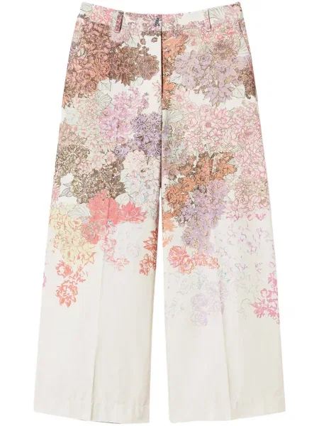 Pantaloni Twinset cu model floral cu imagine alb