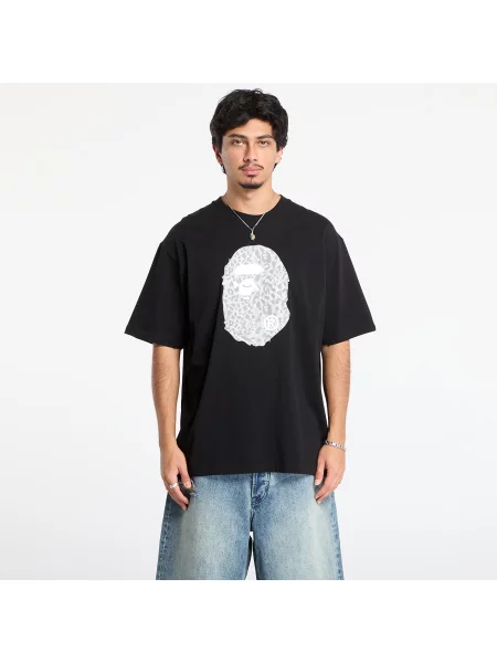 Tricou A BATHING APE Wild Leopard Pattern Ape Head Relaxed Fit Tee Black S negru