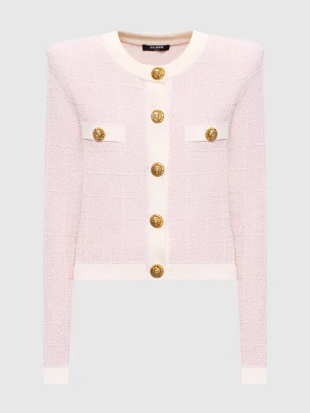 Твідовий кардиган Balmain рожевий