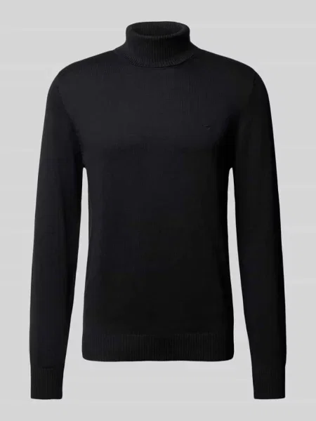 Sweter o kroju slim fit z mieszanki bawełny i wełny Christian Berg Men czarny