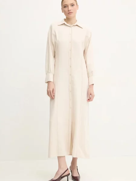 Answear Lab sukienka maxi oversize beżowy