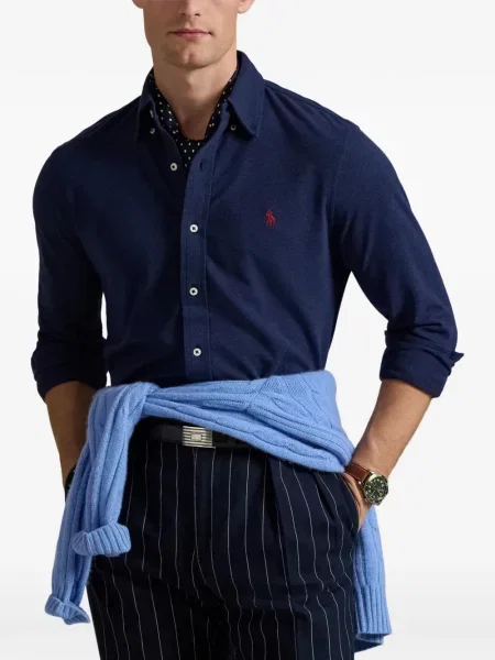 Șosete Polo Ralph Lauren cu model herringbone cu broderie plasă albastru