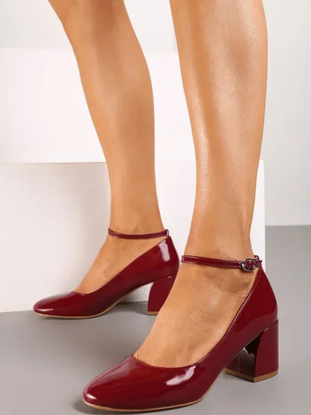 Pantofi cu toc Inny cu toc bloc bordo