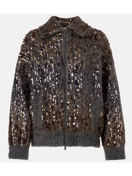 Moherowy sweter Brunello Cucinelli szary