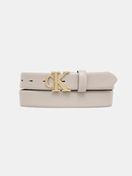 Дамски Calvin Klein Ck Buckle Fixed Belt Екрю бяло