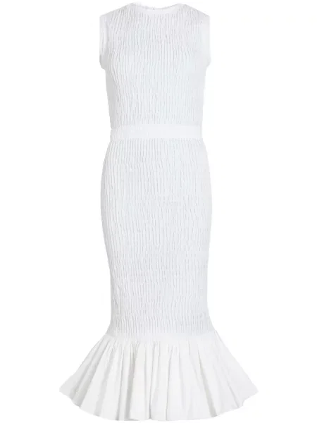 Odgovarati midi haljina Patou iznad koljena bijela
