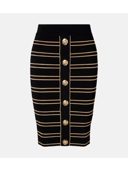 Fustă Balmain cu dungi tricotate negru