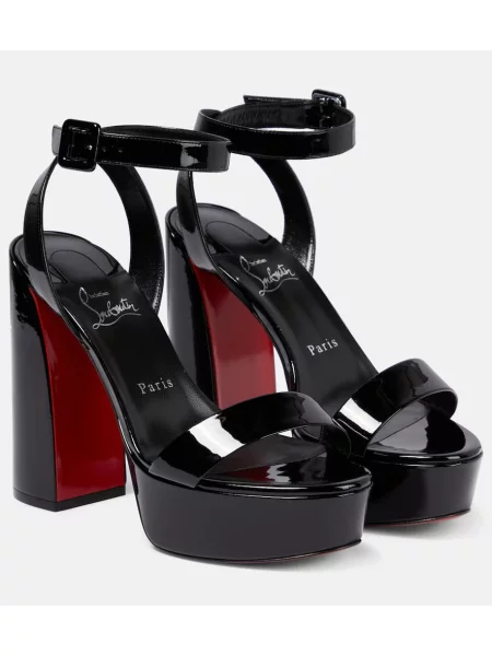 Sandale Christian Louboutin din piele cu platformă de lac negru