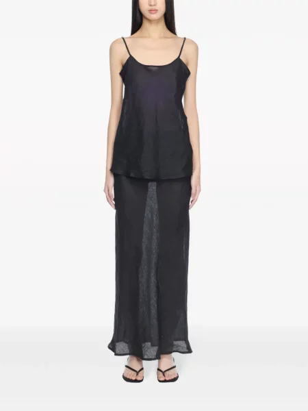 Fusta maxi Baserange de in transparente negru