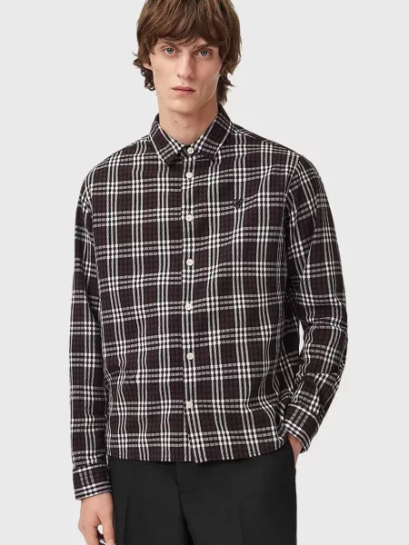 Košile AllSaints regular s klasickým límcem hnědá