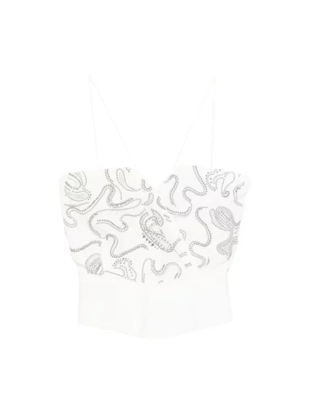 Dzianinowy top Iro z długim rękawem asymetryczny biały