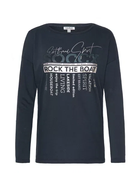 Soccx Majica Rock the Boat / srebrna modra
