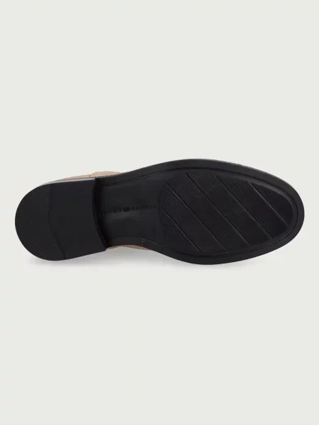 Tommy Hilfiger боти челси дамски от велур ENAMEL FLAG SUEDE ANKLE CHELSEA бежово