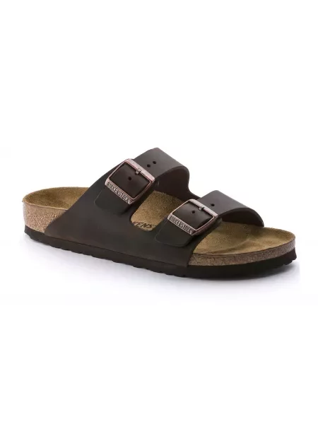 Klapki Birkenstock skórzane brązowe