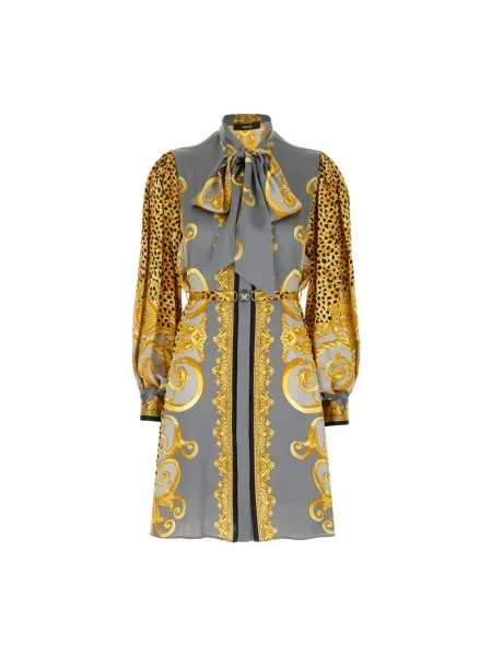 Wielobarwność sukienka Versace z nadrukiem zwierzęcym