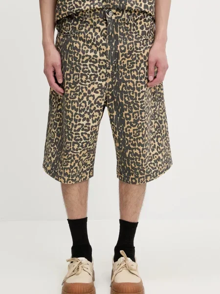 RHUDE pantaloni scurți Leopard Traxedo Baggy maro