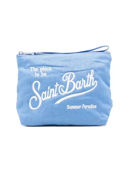 Lniana torebka Mc2 Saint Barth bez fiszbin niebieska