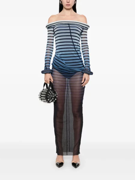 Rochie maxi Jean Paul Gaultier cu dungi de costum negru