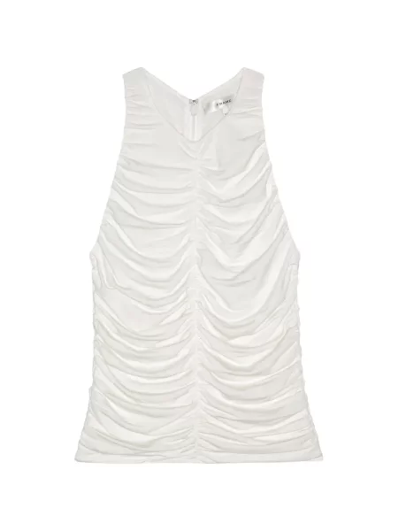 Top Frame cu volane alb