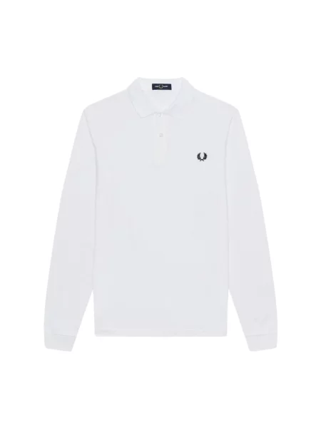 Zwykła koszulka polo z długim rękawem Fred Perry biała