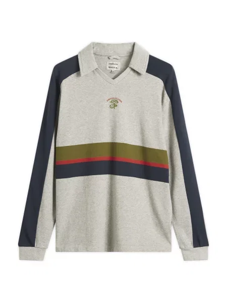 Koszula Damson Madder z dekoltem w serek szara