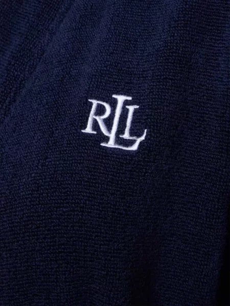 Szlafrok o kroju comfort fit z czystej bawełny model Core Greenwich' Lauren Ralph Lauren granatowy