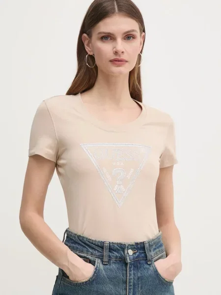 Тениска Guess бежово синьо